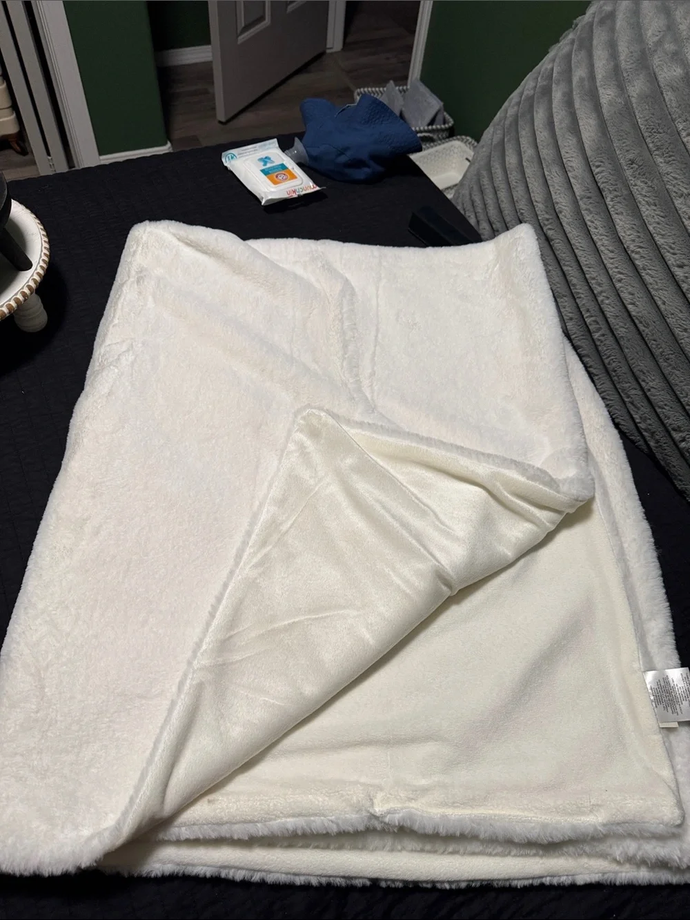 Plush White Reversible Throw Blanket - Soft Cozy Comfort